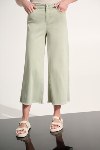 Joseph Ribkoff Goldie | Featherweave Denim Wide Leg Cropped Jeans, Seafoam - Statement Boutique