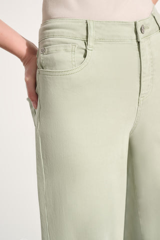 Joseph Ribkoff Goldie | Featherweave Denim Wide Leg Cropped Jeans, Seafoam - Statement Boutique
