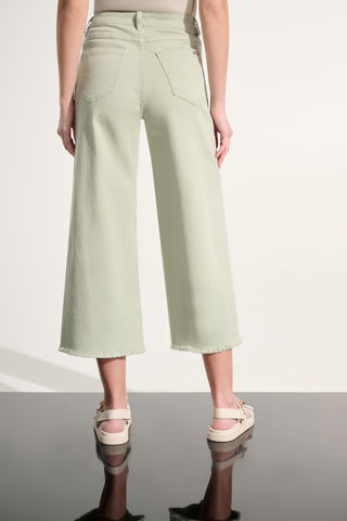 Joseph Ribkoff Goldie | Featherweave Denim Wide Leg Cropped Jeans, Seafoam - Statement Boutique