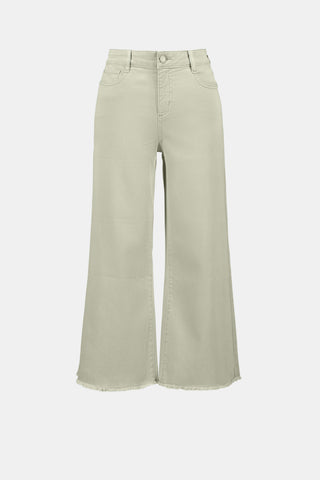 Joseph Ribkoff Goldie | Featherweave Denim Wide Leg Cropped Jeans, Seafoam - Statement Boutique