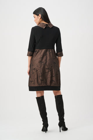Jacquard Memory & Silky Knit Cocoon Dress, Brown/Black