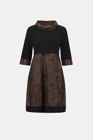 Jacquard Memory & Silky Knit Cocoon Dress, Brown/Black