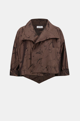 Jacquard Memory Asymmetrical Jacket, Brown/Black