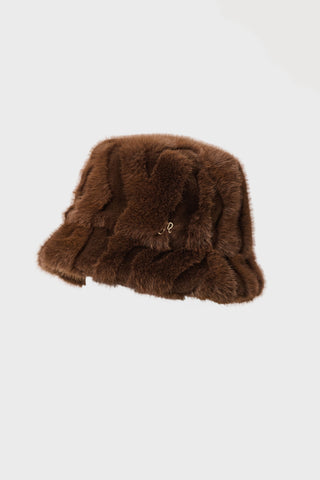 Faux Fur Bucket Hat, Brown