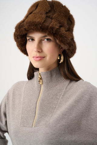 Faux Fur Bucket Hat, Brown