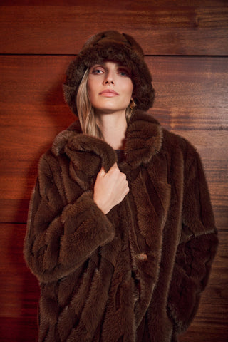 Faux Fur Bucket Hat, Brown