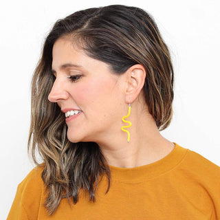 Sylca Designs Artistic Rubber Tubing Naya Earrings Yellow - Statement Boutique