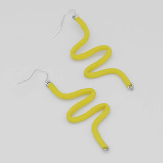 Sylca Designs Artistic Rubber Tubing Naya Earrings Yellow - Statement Boutique