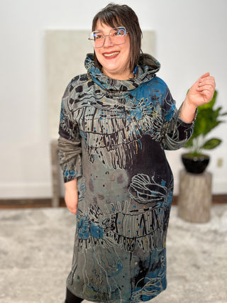 Hooded Midi Dress, Jellyfish Print