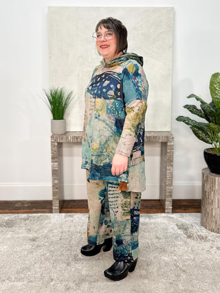 3 Potato Hooded Tunic, Muted Print - Statement Boutique