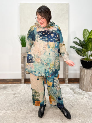 3 Potato Hooded Tunic, Muted Print - Statement Boutique