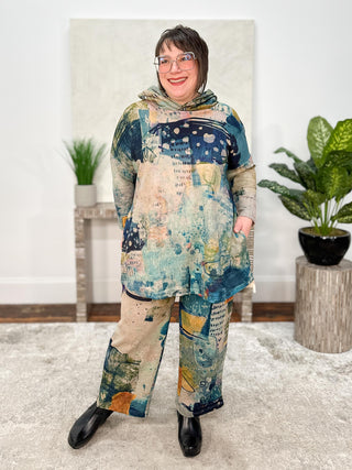 3 Potato Straight Leg Pant, Muted Print - Statement Boutique