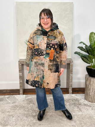Reversible Hooded Jacket, Muted Print