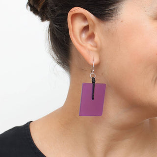 Sylca Designs Purple Rectangle Dangle Earrings - Statement Boutique
