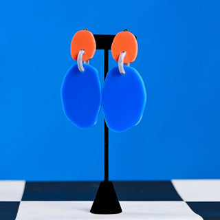 Jane Earrings, Blue/Orange