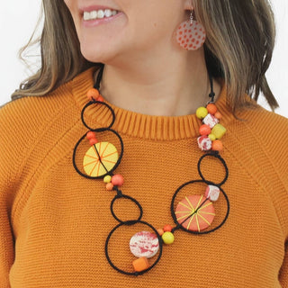 Sylca Designs Orange Hayden Disk Necklace - Statement Boutique