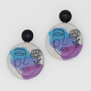 Sylca Designs Abstract Face Decoupage Earrings - Statement Boutique