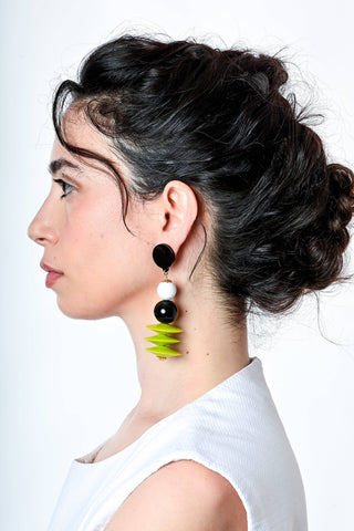 Disco BW Earrings, Lime