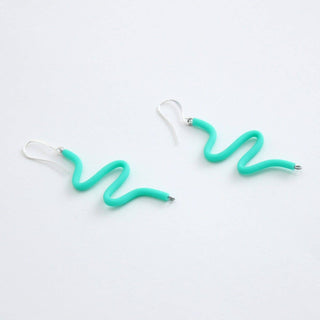 Sylca Designs Artistic Rubber Tubing Naya Earrings Aqua - Statement Boutique