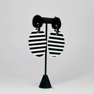 Jane Stripes Earrings, Black/White