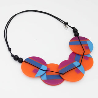 Sylca Designs Orange Geometric Design Statement Necklace - Statement Boutique
