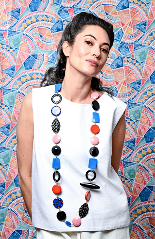 Dakota Necklace, Blue/Orange