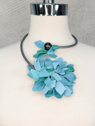 7PM Flower Collar Necklace, Light Turquoise Combo - Statement Boutique