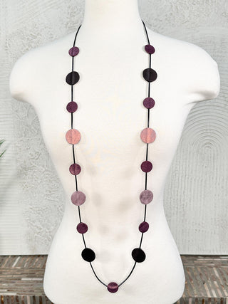 Long Dots Strand Necklace, Plum/Purple Mix