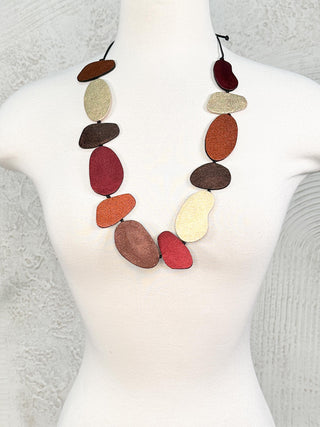 Organic Shapes Necklace, Burgundy/Dark Rust Mix