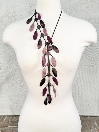 Petals Lariat Necklace, Purple Mix