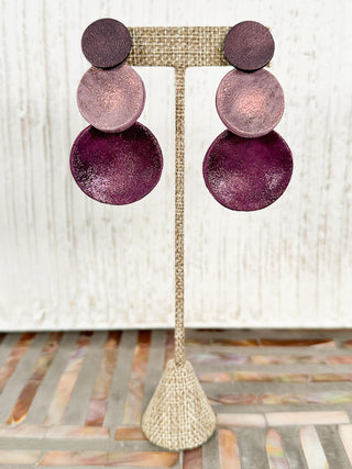 Round Trio Drop Earrings, Shimmer Purple Mix