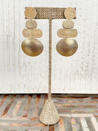 Two Row Round Drop Earrings, Gold Mix