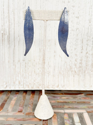 Wired Leaf Post Earrings, Shimmer Medium Blue