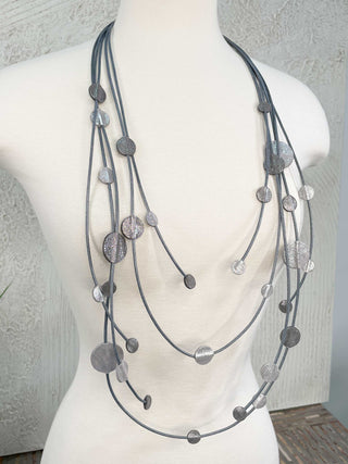 Multi Strand Coins Necklace, Silver