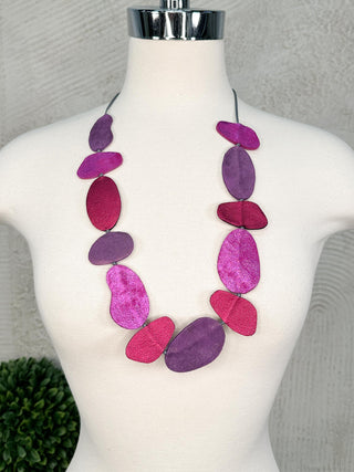 7PM Organic Shapes Necklace, Magenta Combo - Statement Boutique