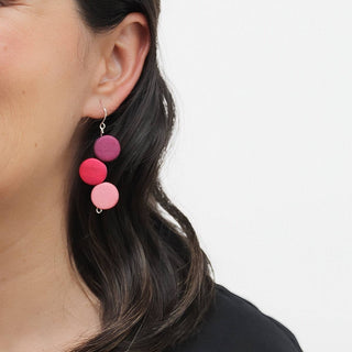 Sylca Designs Fuchsia Triple Stacked Earring - Statement Boutique