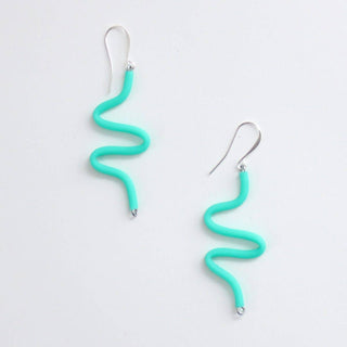 Sylca Designs Artistic Rubber Tubing Naya Earrings Aqua - Statement Boutique