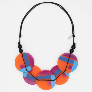Sylca Designs Orange Geometric Design Statement Necklace - Statement Boutique