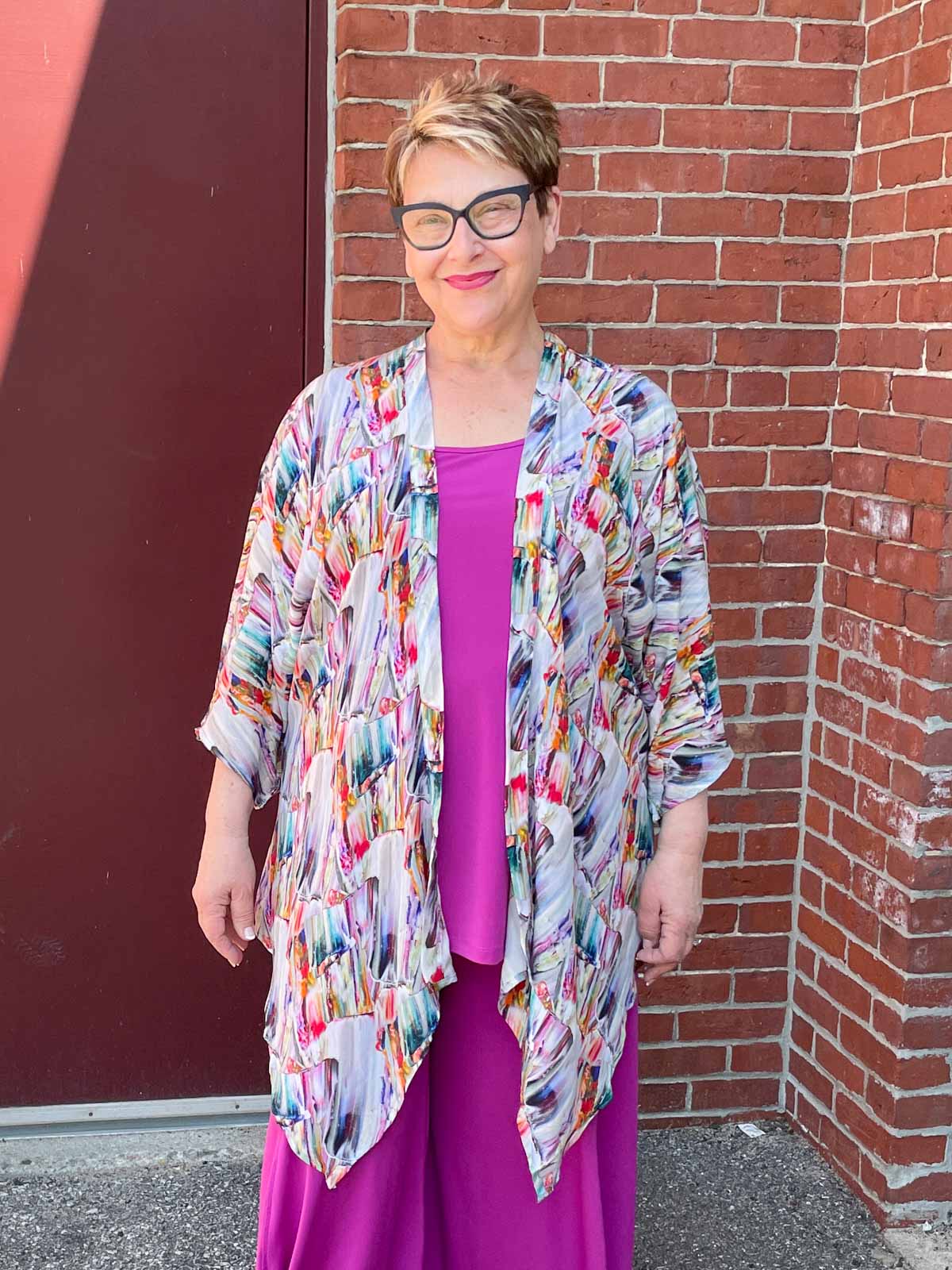 APNY Handkerchief Kimono Cover Up, Paintstroke Multi - Statement Boutique