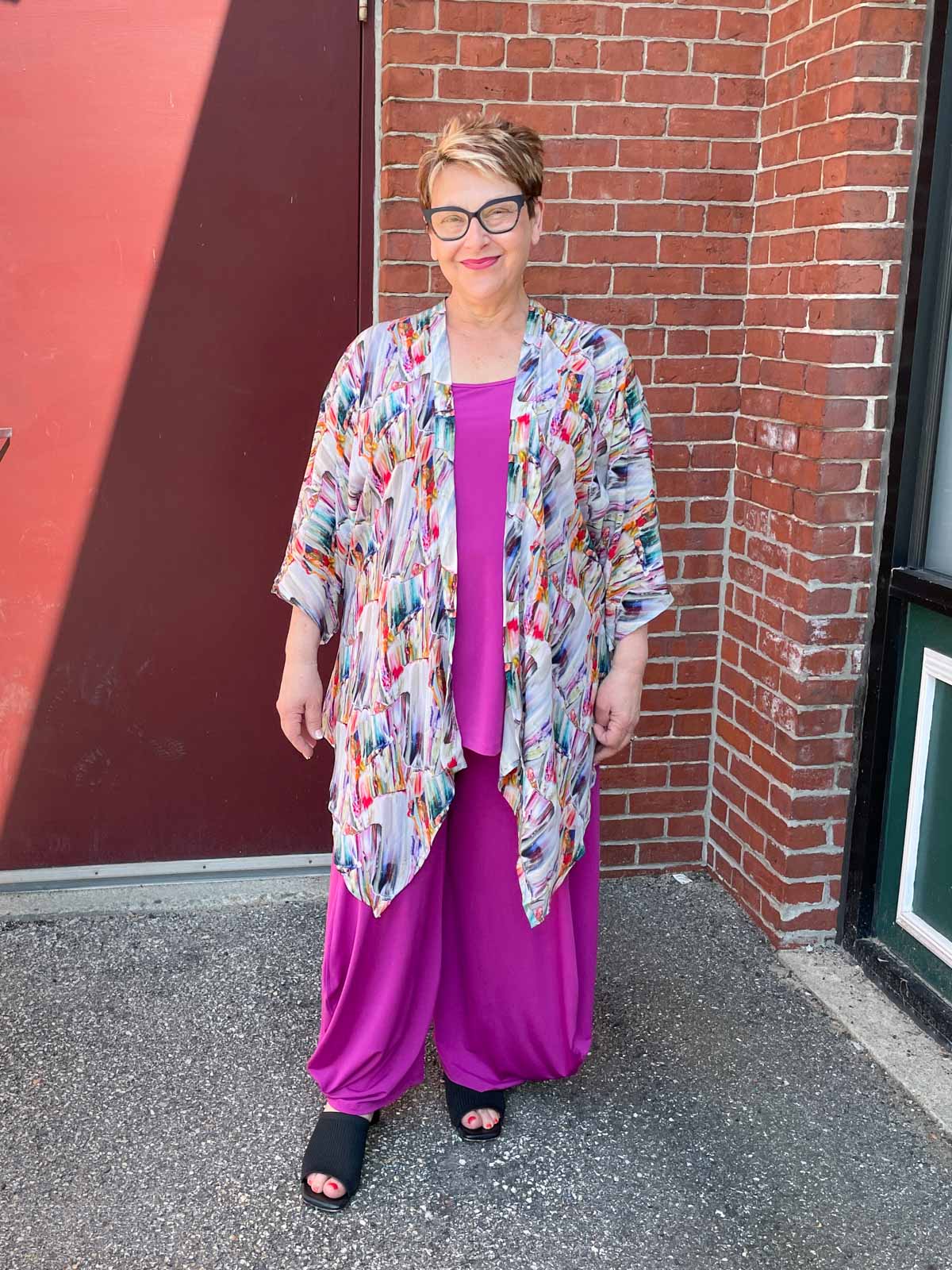 APNY Handkerchief Kimono Cover Up, Paintstroke Multi - Statement Boutique