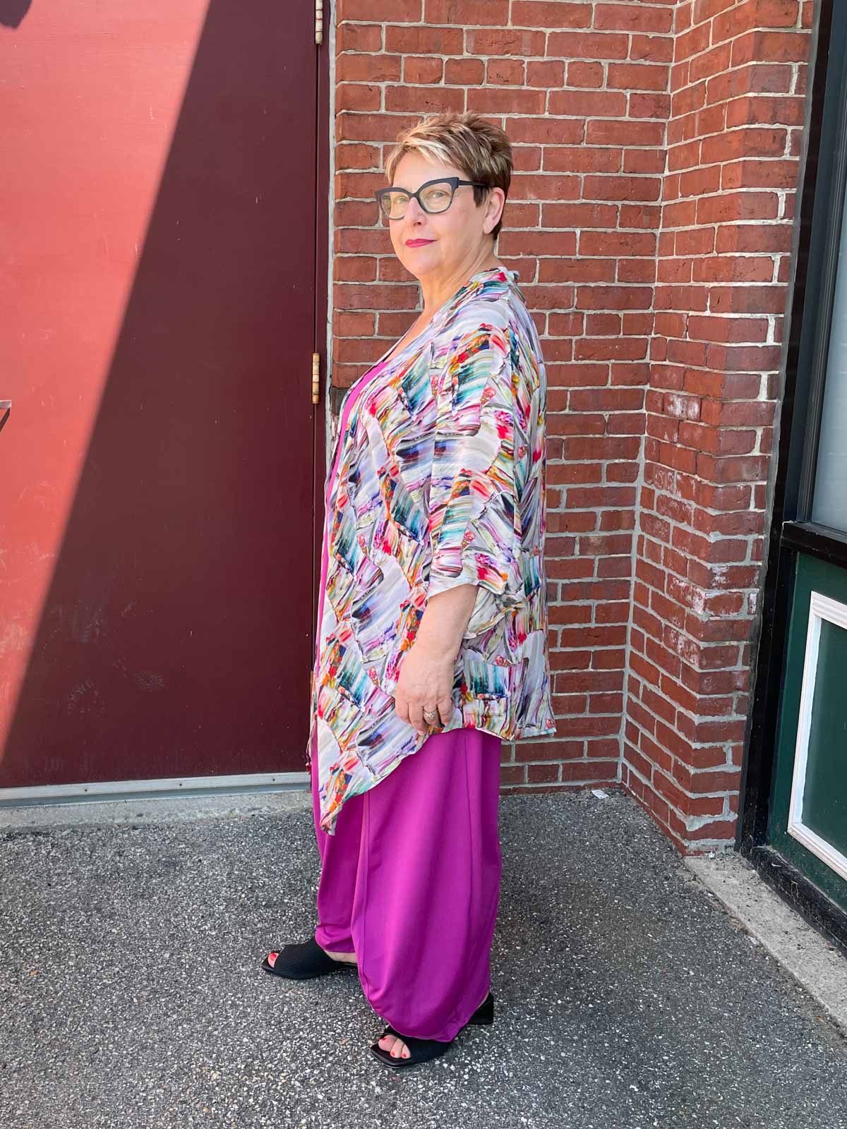 APNY Handkerchief Kimono Cover Up, Paintstroke Multi - Statement Boutique