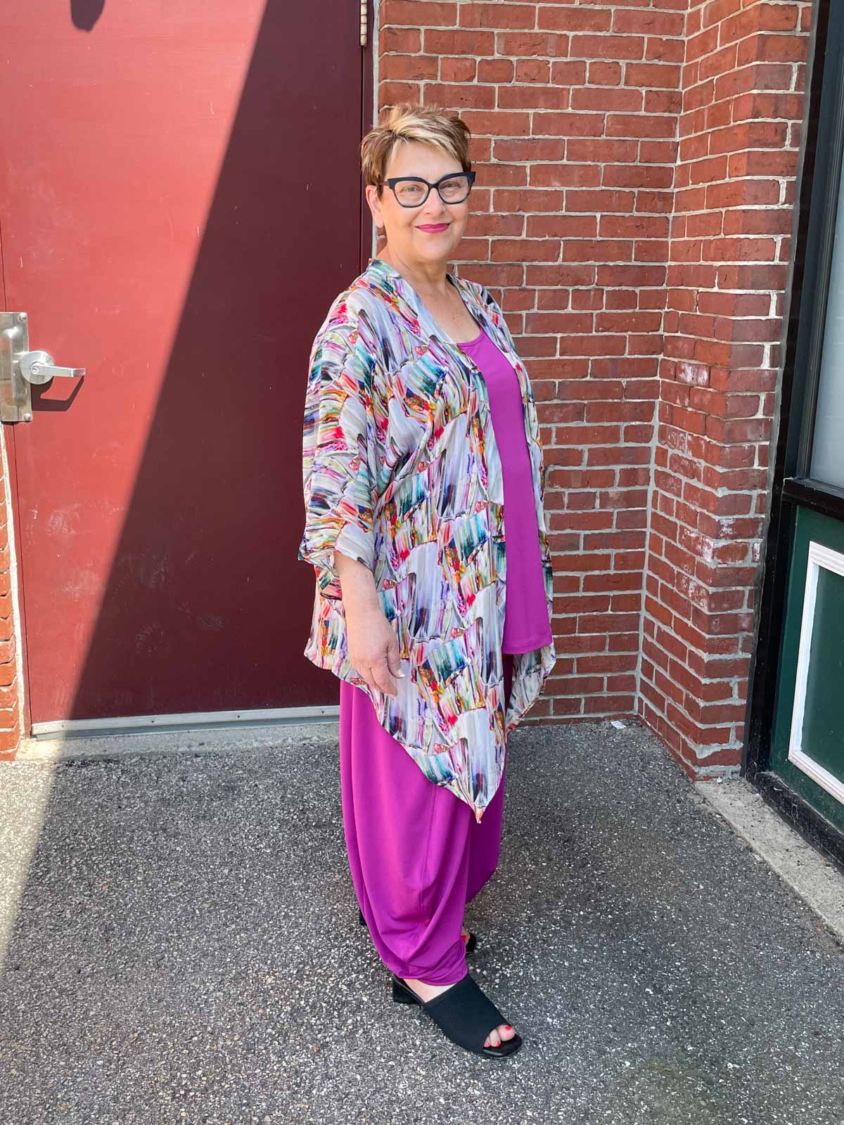APNY Handkerchief Kimono Cover Up, Paintstroke Multi - Statement Boutique