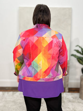 APNY Printed Denim Jacket, Pink/Orange Multi - Statement Boutique