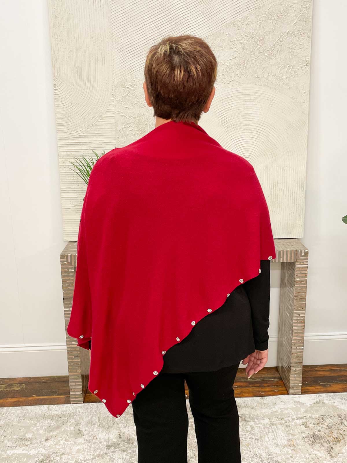 Alashan Cashmere Cashmere Rhinestone Beaded Trim Topper, Ebony - Statement Boutique