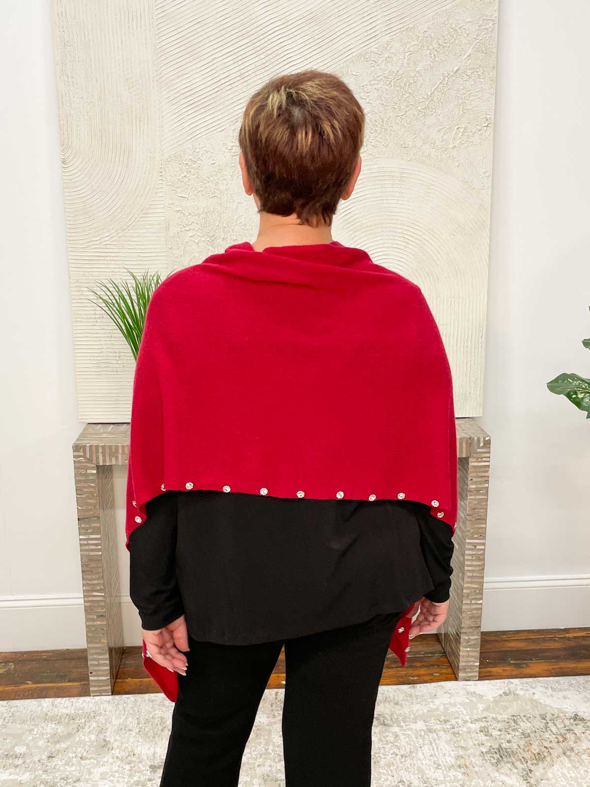 Alashan Cashmere Cashmere Rhinestone Beaded Trim Topper, Ebony - Statement Boutique