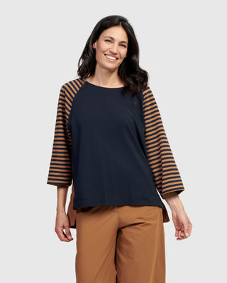 Alembika Gathered Back Raglan Sleeve Top, Stripes - Statement Boutique