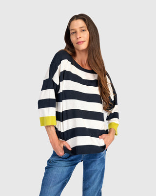 Accent Color Wide Stripe Sweater