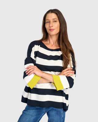 Accent Color Wide Stripe Sweater