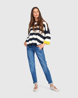 Accent Color Wide Stripe Sweater