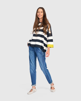 Accent Color Wide Stripe Sweater